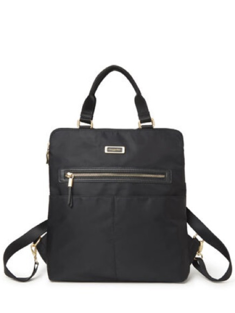 BAGGALLINI Jessica Black Convertible Backpack Tote Silver Hardware Travel